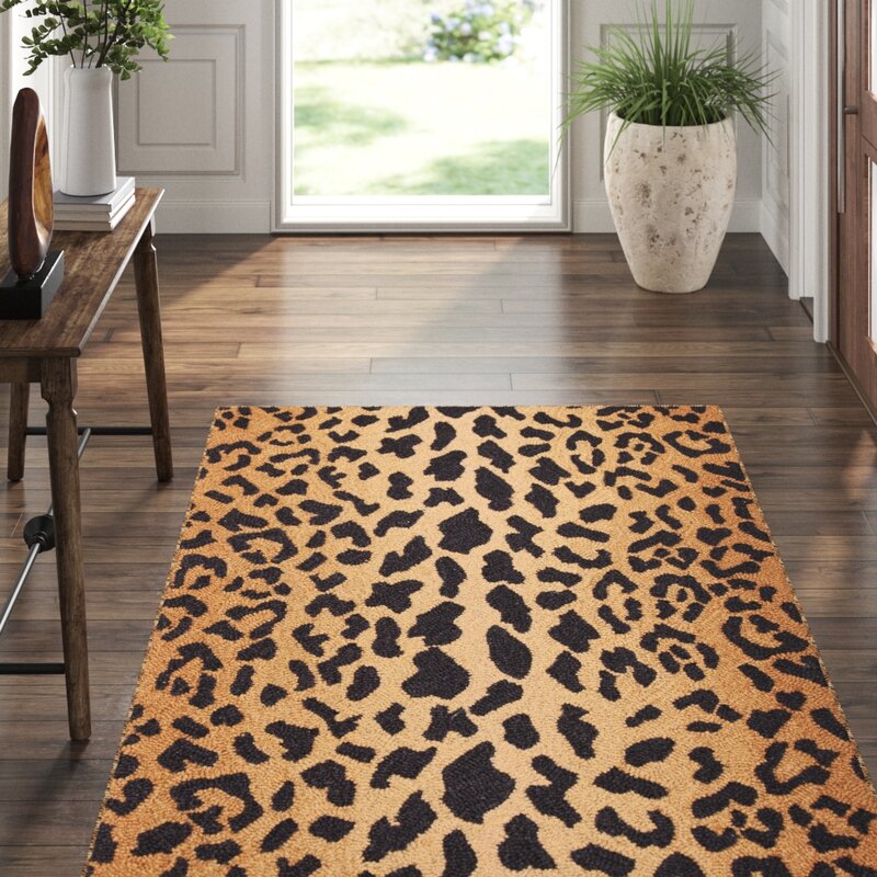 Dash and Albert Rugs Leopard Animal Print Hand Hooked Wool Brown/Black